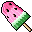 A frozen popsicle that looks like a watermelon slice