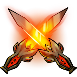 A pair of light weapons that glows with their own internal heat. Good for when you want to strike fast, stay quick on your feet, and look stylish.<br /><br />Damage type: Piercing<br /> Attack bonus: 3<br />Damage Dice: 1d8<br />Damage Bonus: 3<br />Crit Threshold: 18<br />Crit Multiplier: 2<br />AC Bonus: 3