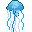 A translucent blue jellyfish.
