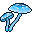 A vivid cyan mushroom with a relatively flat cap, it's easy to picture a tiny pixie using it as a fashionable umbrella.