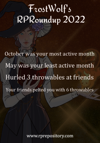 FrostWolf's 2022 RPR Roundup: October was your most active month, May was your least active month, Hurled 3 throwables at friends, Your friends pelted you with 6 throwables