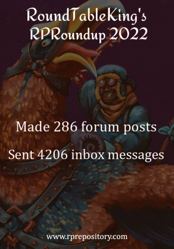 RoundTableKing's 2022 RPR Roundup: Made 286 forum posts, Sent 4206 inbox messages