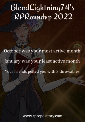 BloodLightning74's 2022 RPR Roundup: October was your most active month, January was your least active month, Your friends pelted you with 3 throwables