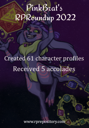 PinkBrat's 2022 RPR Roundup: Created 61 character profiles, Received 5 accolades