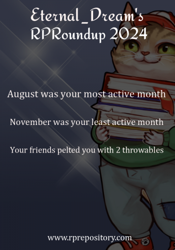 Eternal_Dream's 2024 RPR Roundup: August was your most active month, November was your least active month, Your friends pelted you with 2 throwables