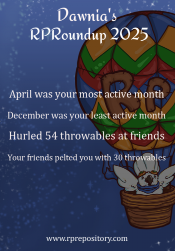Dawnia's 2025 RPR Roundup: April was your most active month, December was your least active month, Hurled 54 throwables at friends, Your friends pelted you with 30 throwables