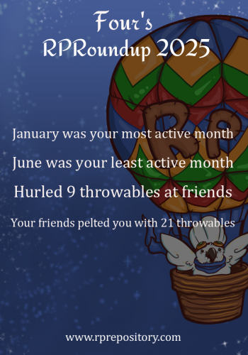Four's 2025 RPR Roundup: January was your most active month, June was your least active month, Hurled 9 throwables at friends, Your friends pelted you with 21 throwables