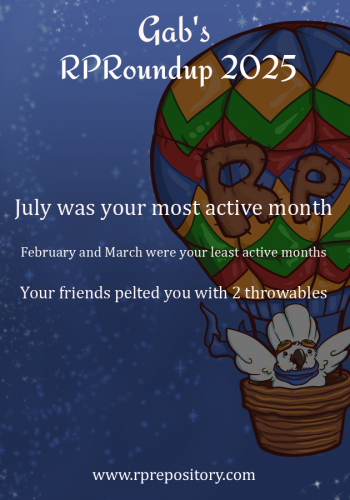 Gab's 2025 RPR Roundup: July was your most active month, February and March were your least active months, Your friends pelted you with 2 throwables