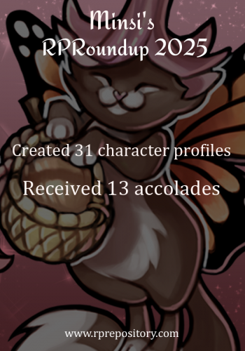 Minsi's 2025 RPR Roundup: Created 31 character profiles, Received 13 accolades