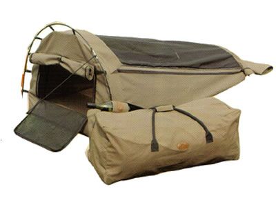 It rolls up as shown. Its a small one person tent.