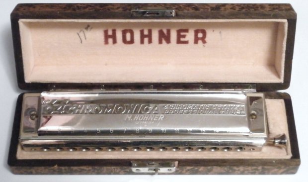 An old Hohner Super chromonica 64 that also belonged to his grandfather.