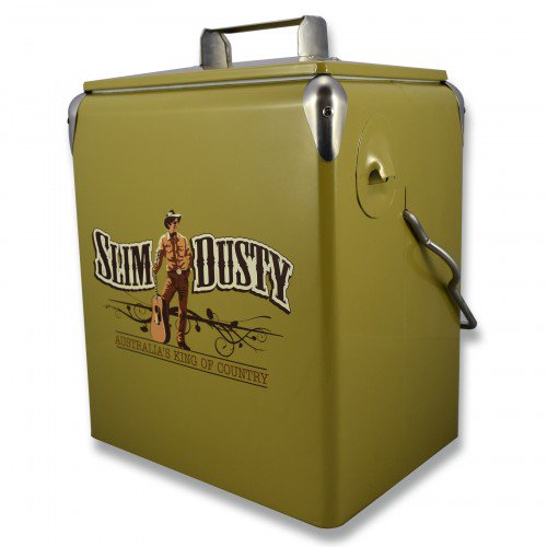 A cooler sporting one of his favorite musicians slim Dusty. It was a 10th birthday present from his mom