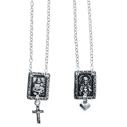 A sterling silver scapular. He got it from the priest at his mother's funeral mass.