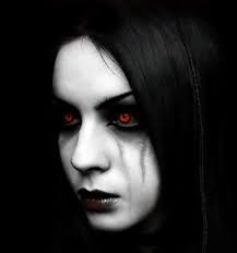 whean she wants to she can look into your soul and make you live your worst fear so watch out for her eyes when their red