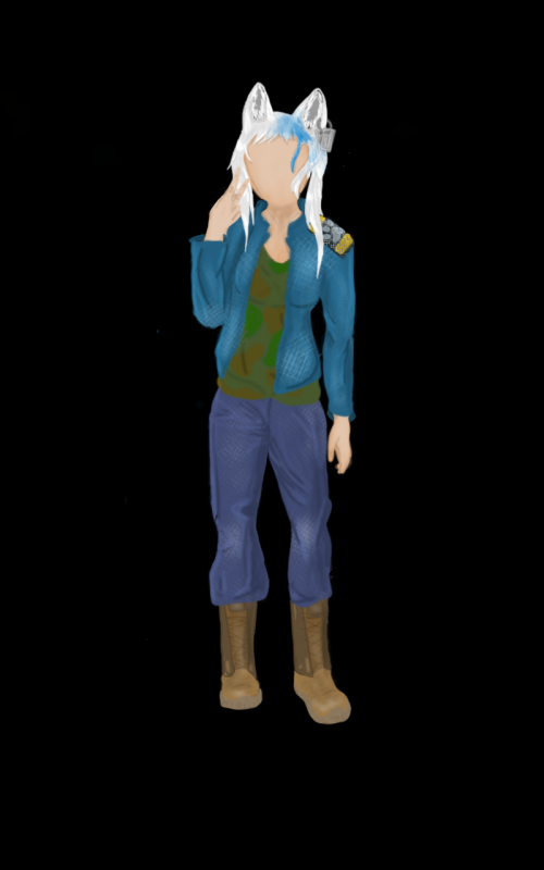 Can't draw faces to save my life, so sorry, but just imagine her with silver-blue eyes