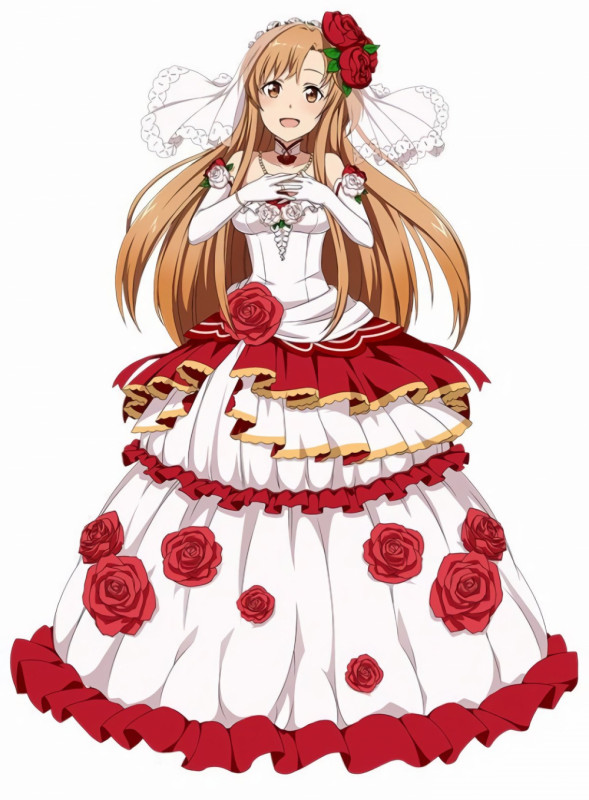 Asuna in special bridal attire, sure to turn heads.