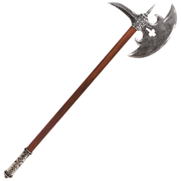 The axe was gifted to Monroe, by Silvya, Goddess of the hunt. In her name he removes the monsters of this world.