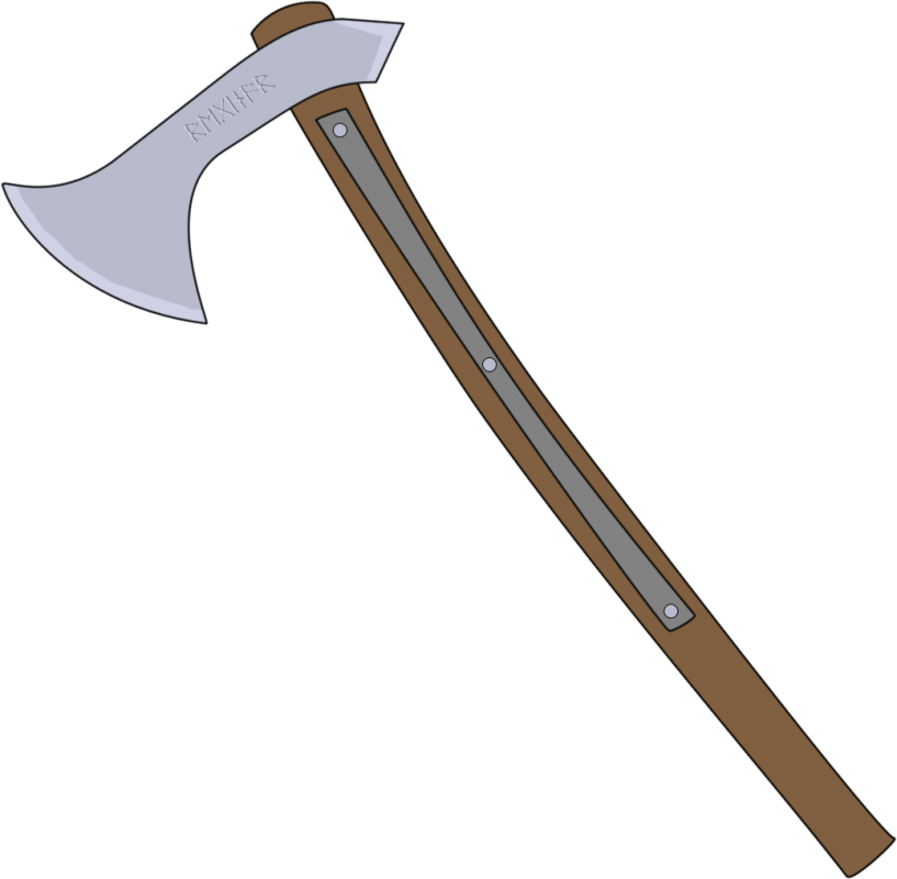 (WIP) A Francisca (Throwing Axe) made out of carbon steel and fir wood. Grip reinforced with iron plating for increased usability in melee combat.