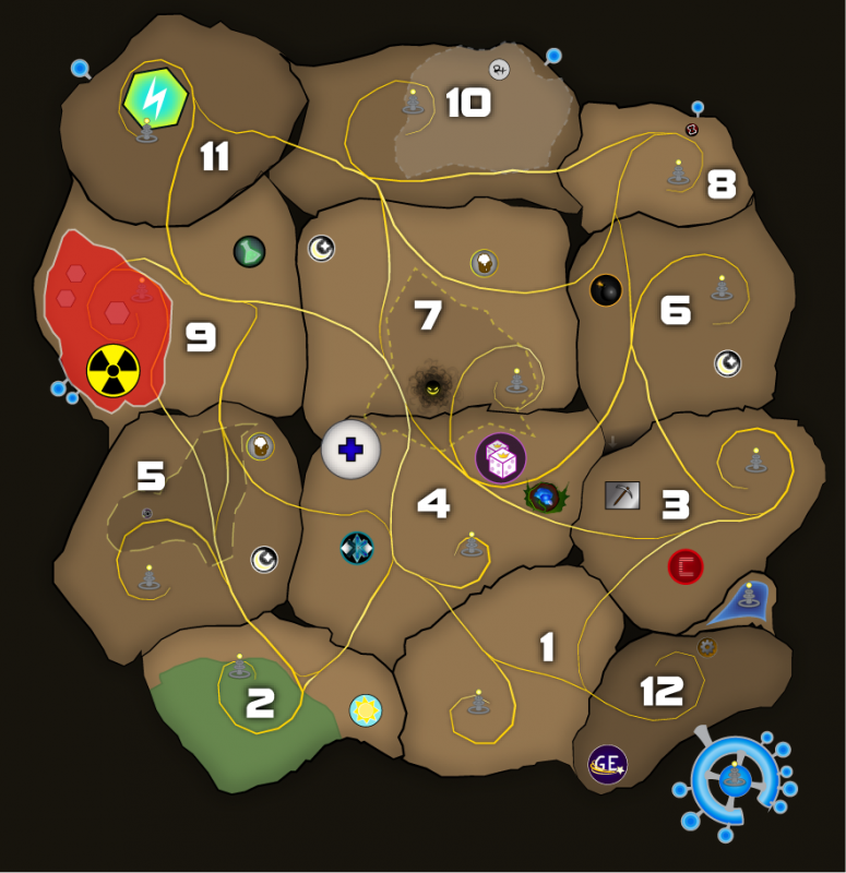 A map of the flat plane suspendid within ragnarok's hollow shell