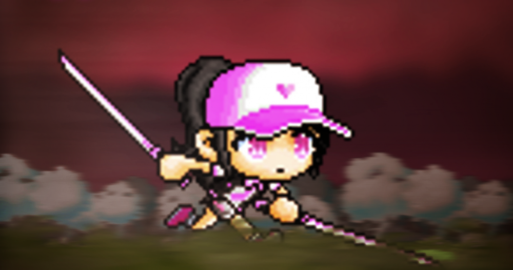 Tracey running with her two swords