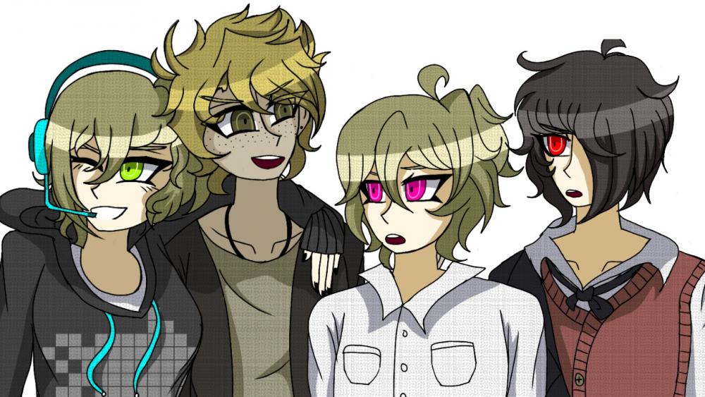 Mikio and Aurous, known as the Blonde Assholes, with their younger brothers. Aurous and Cole belong to @caramelam_23 on Instagram