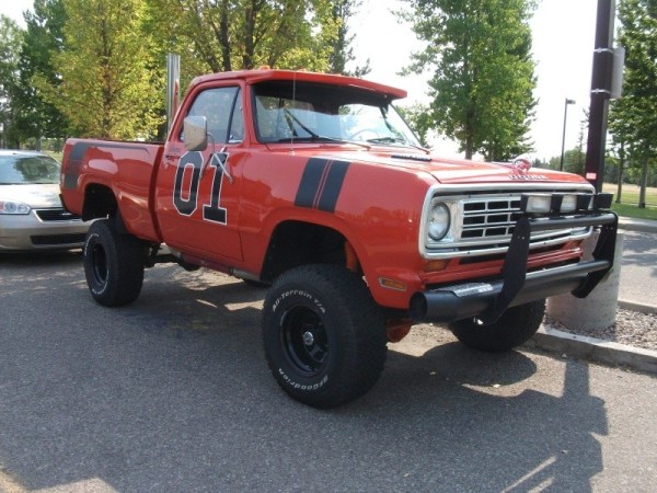 A '76 Dodge power wagon painted to look like the General Lee. Its her daily driver. She got it for her 16th birthday.