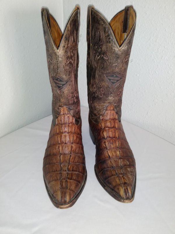 Made of gator skin from one she caught.