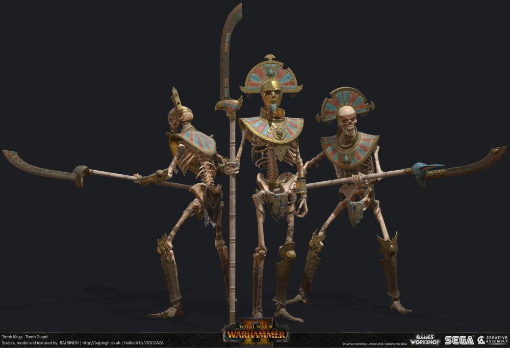 Tomb Guard are elite infantry equipped with sword and shields or halberds