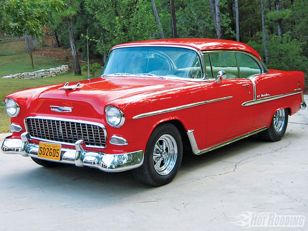 Her name is Apples. She's a 1955 chevy bel air. He restored her himself.