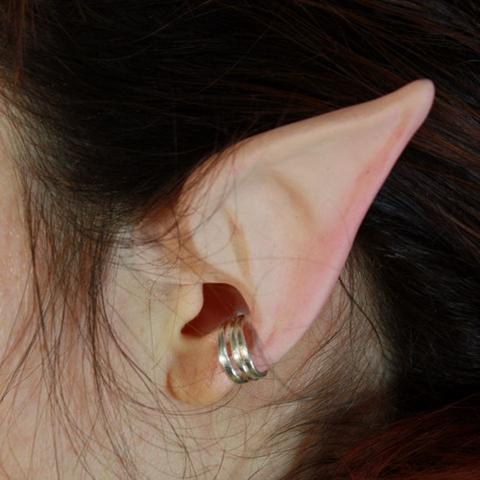 Typical faerie ears. His are accented with two earrings of pure silver in either ear.