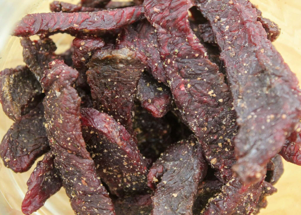 Will's favorite on the go snack. Dried deer meat seasoned with a number of herbs and spices.