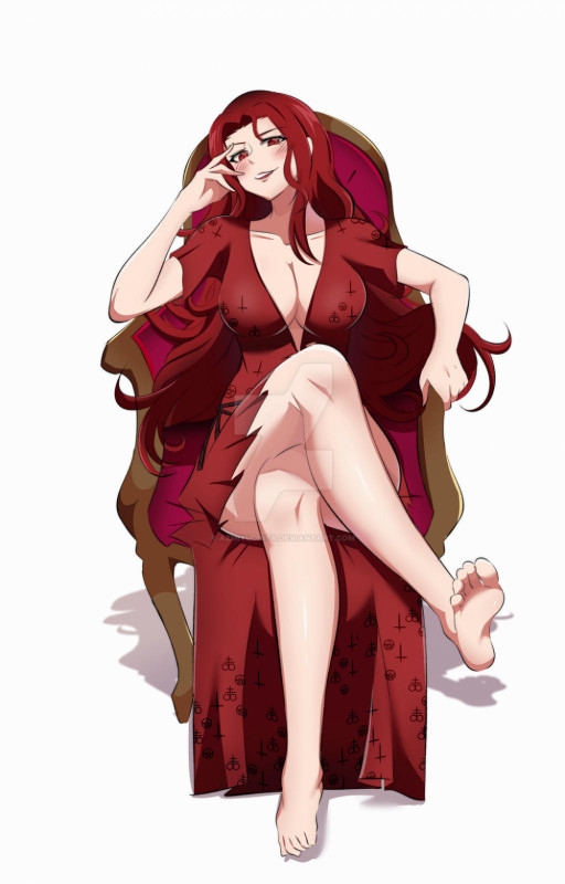 This is a placeholder design, until I can finish it, done by AzmiYudista(https://www.deviantart.com/azmiyudista/art/Vampire-Red-872082040), but this is extremely close to what I imagine her past design, looking like