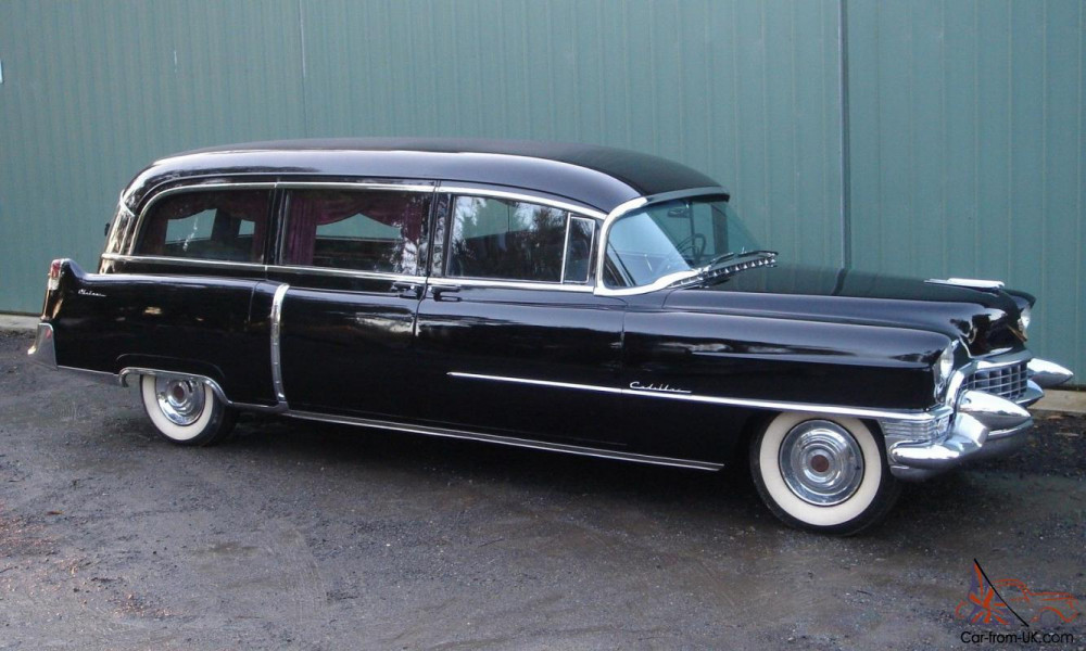 A Cadillac meteor hearse from 1955