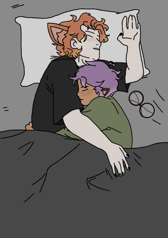 Ivory and their- roommate/best friend/crush cuddling