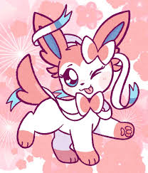 A Cute Chibi version of a Sylveon is on the back of his hoodie, often covered up by the hood when hes not wearing it.