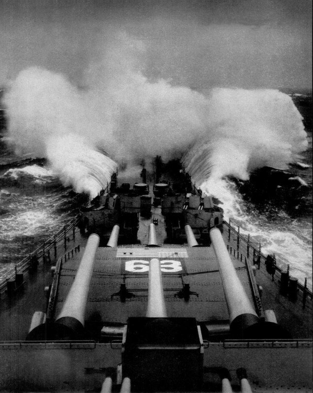 Missouri's forecastle in heavy seas