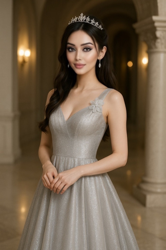 In a shimmering gown and diamond tiara, Bella looks every inch the princess. Perhaps even royalty can rule the underworld.