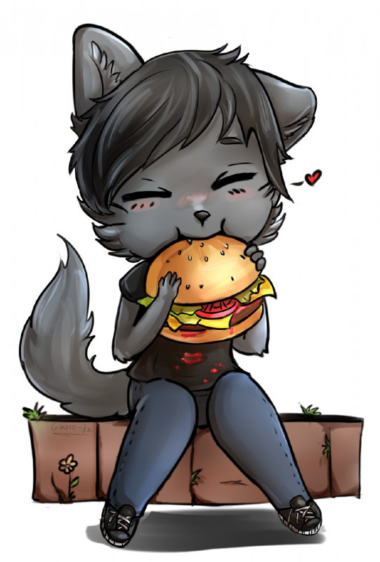 Danny enjoying a tasty burger~