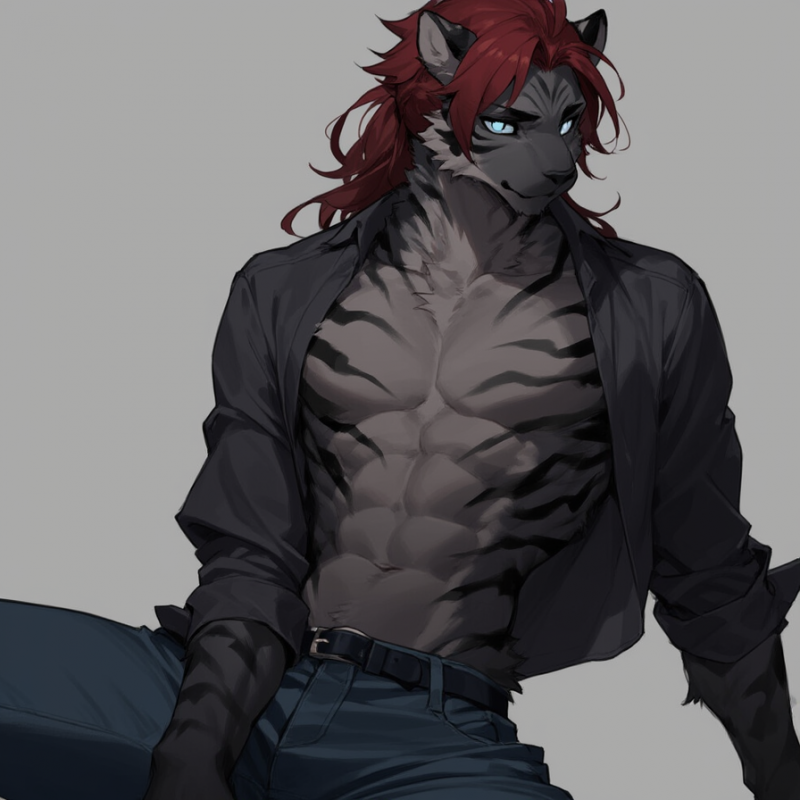 Not my art. Not even sure if it's real or AI junk. It's just a ref for now until I can commish something. If anything - this is how he'd have looked 13 years ago. 13 years of beer, cigarettes, pub grub, and manual labor.