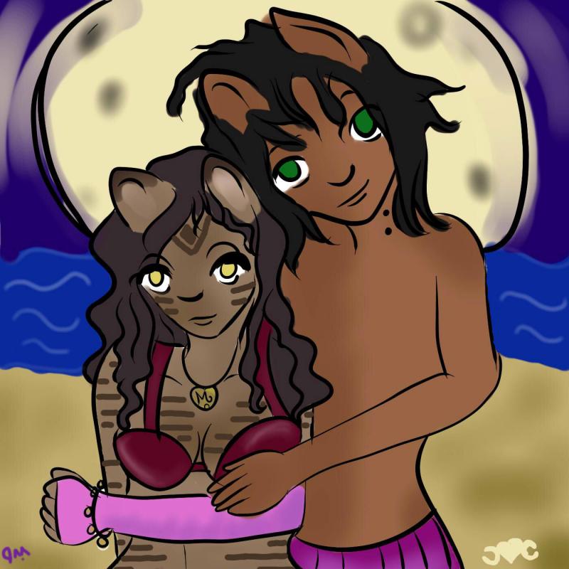 Artist: http://darkangelcirara.deviantart.com/  Edited by me: Correct Merrik's eyes and Dessa's markings.