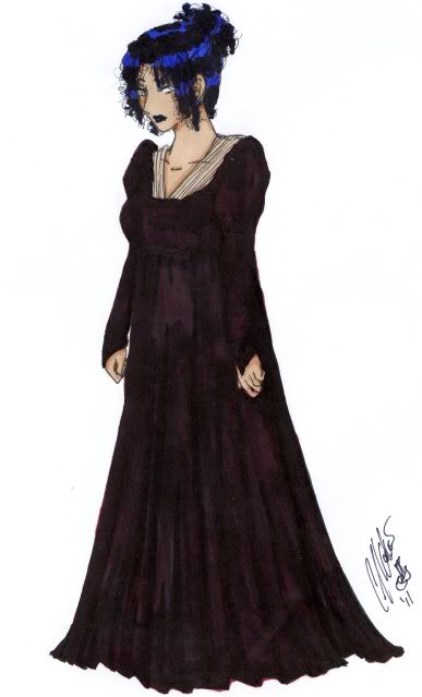 Sable in her 'maternity' dress. Also an alternative gown.