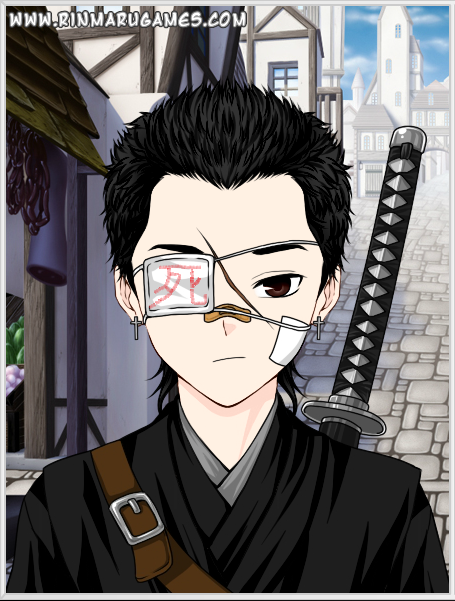 Ikichi is a little annoyed at the stares he gets from his new battle wounds. (Inscription on eye patch reads "Death")