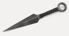 Kunai is the most famous weapon of Ninjas second only to Shuriken (æ‰‹è£å‰£) . Kunai is made of steel and the shape is like a wedge. One end is a blade, across the grip, another side is a circle with a round hole. The length of Kunai is 100ï½ž480mm
