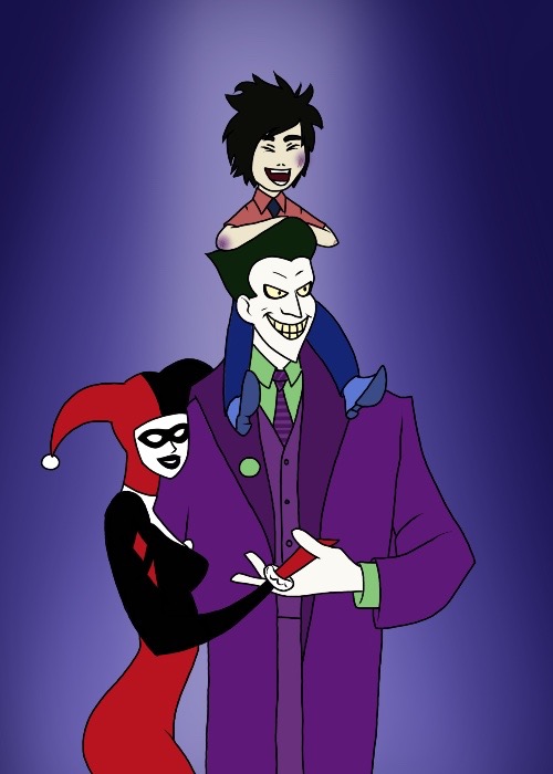 A family photo of the happy days with Joker and Harley