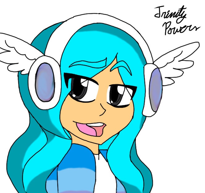 Here, she's wearing her winged headphones, which she rarely wears