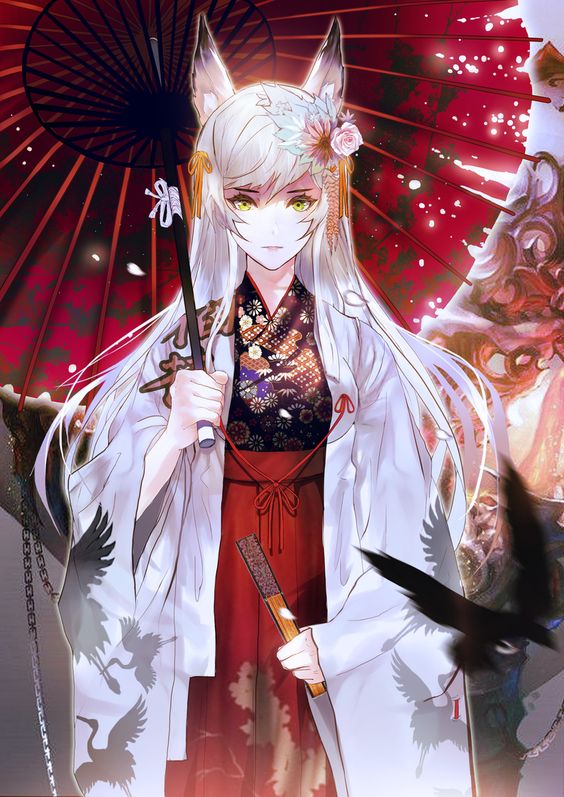 In her human form, she will always have at least one tail. being a Kitsune, she has the ability to grow up to 9 tails at any time, even when not in final form. Much like the appearance of a commercialized Neko, she also has the ears.  When she uses her Sh