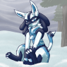A Sort of different species of Lucario. Fighting/Ice type.