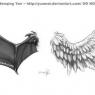 His wings change between the two depending on his mood and use of them