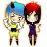 Fibi (left) and Puru (right) Artwork by http://lazerkitteh3000.deviantart.com (Myself)
