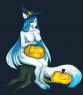 Kye is celebrating the spooky season by dressing up like a witch (or at least putting on a hat.) Drawn by chocolace@DA.